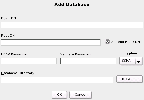 YaST OpenLDAP Server Configuration: New Database