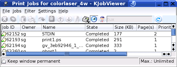 Monitoring Print Jobs with KJobViewer