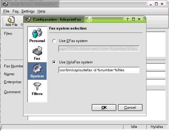 Configuring CapiSuite in KDEPrintFax