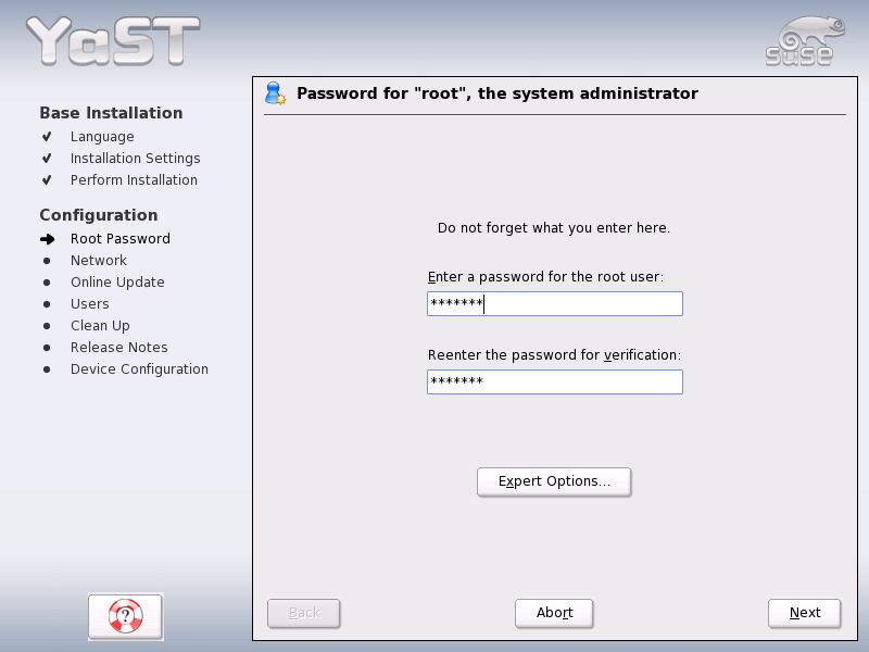 Setting the root Password