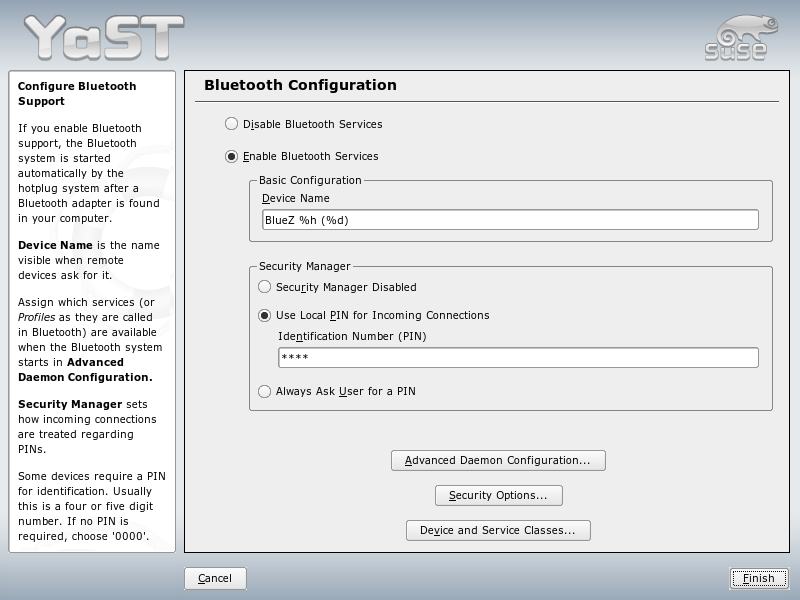 YaST Bluetooth Configuration