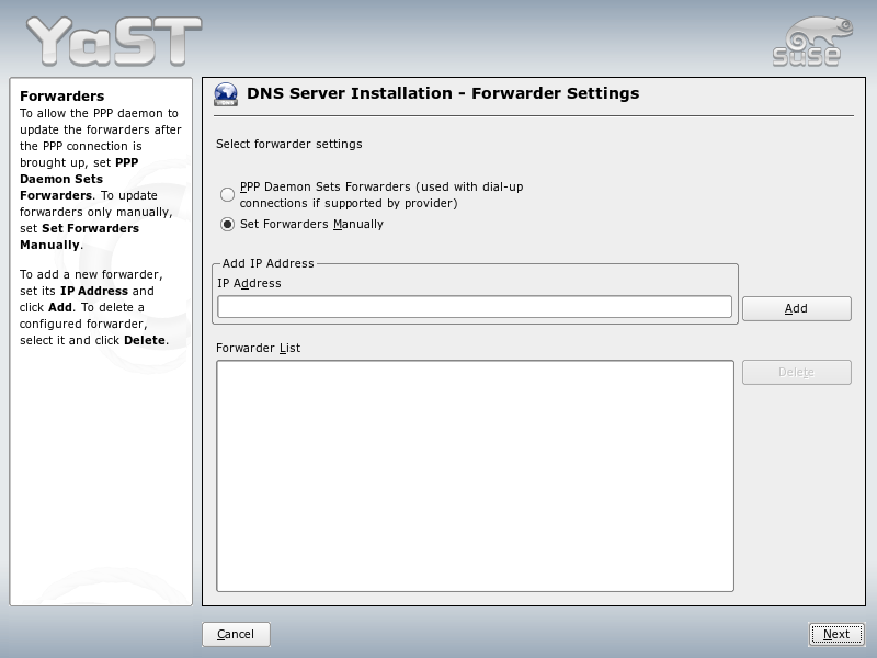 DNS Server Installation: Forwarder Settings