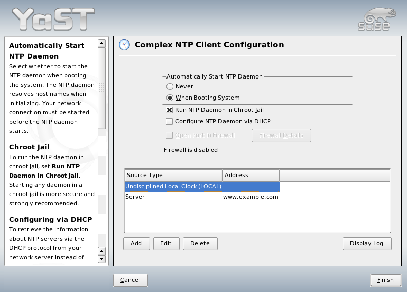 YaST: Complex NTP Client Configuration