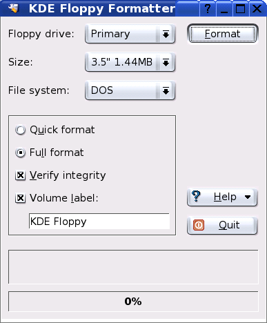 The Floppy Disk Formatter KFloppy