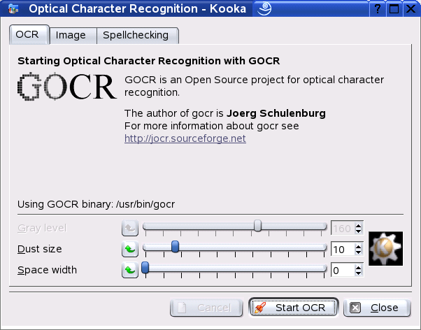 OCR with Kooka (Optical Character Recognition)