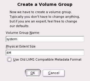Adding a Volume Group