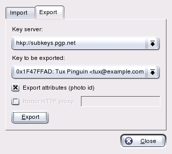Exporting a Key to a Key Server